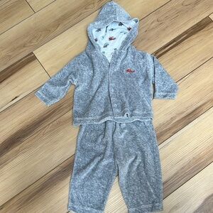 Kissy Kissy Grey 2 Piece Sweatsuit with Embroidery Detail, size 3-6 months